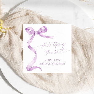 Lavender Bow She's Tying The Knot Bridal Shower Napkins