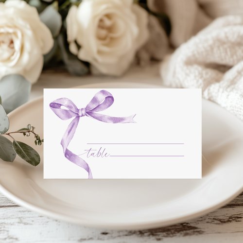 Lavender Bow Wedding Place Card