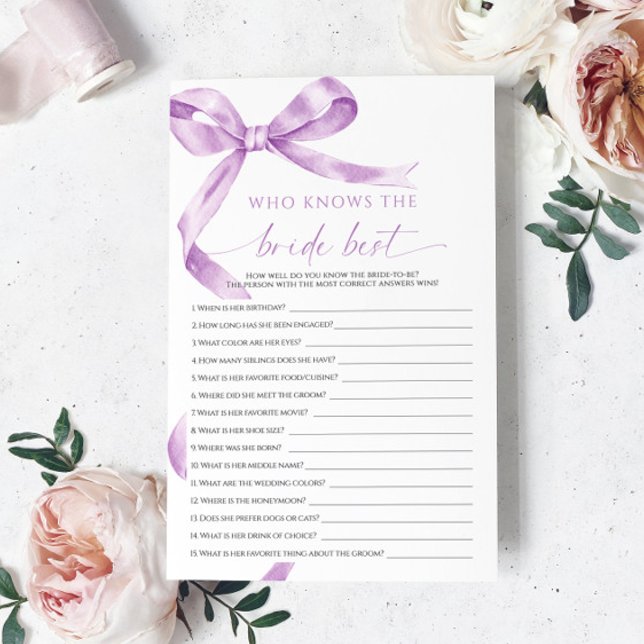 Lavender Bow Who Knows The Bride Best Game (Creator Uploaded)