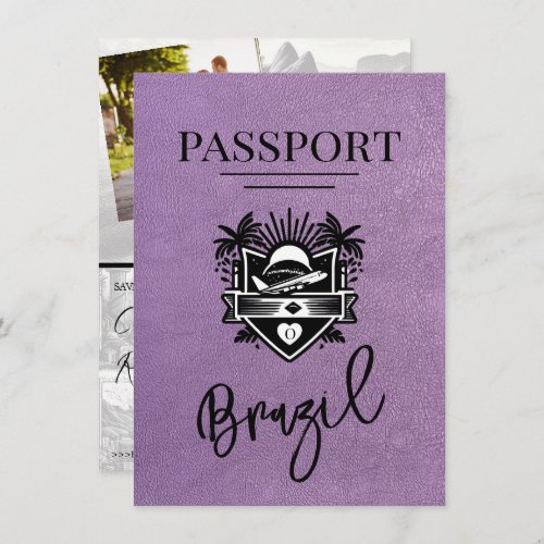 Lavender Brazil Passport Save the Date