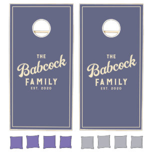 Lavender Breeze Retro Family Name & Year Cornhole Set