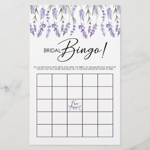 Lavender Bridal Shower Bingo Game