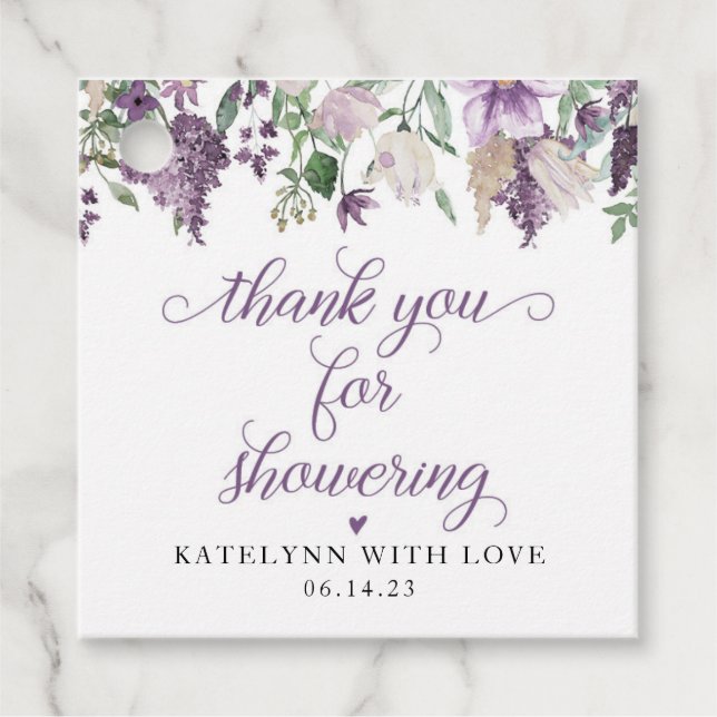 Lavender Bridal Shower Favor Tag (Front)
