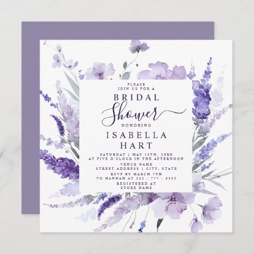 Lavender Bridal Shower Floral Botanical Elegant  Invitation