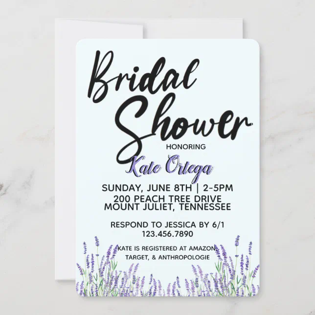Lavender Bridal Shower Invitation Zazzle