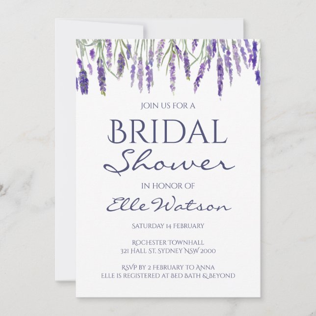 Lavender Bridal Shower Invitation, Wedding Invitation (Front)