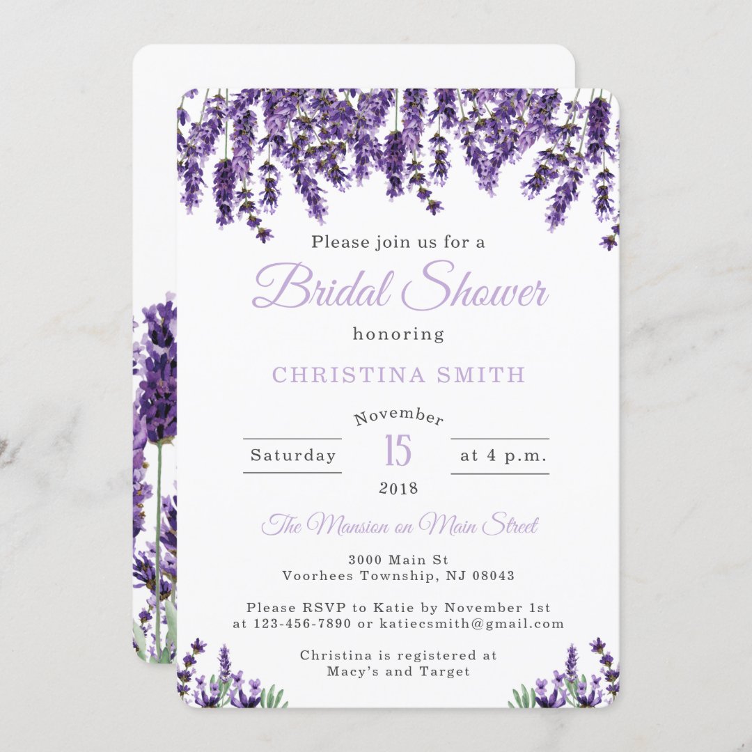 Lavender Bridal Shower Invitations Zazzle