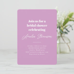 Lavender Bridal Shower Modern Script Calligraphy Invitation