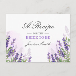 Lavender Bridal Shower Recipe Card Purple Rustic