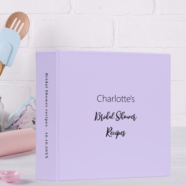 Lavender Bridal Shower recipes 3 Ring Binder (Creator Uploaded)