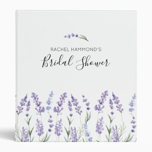 Lavender Bridal Shower Scrapbook 3 Ring Binder