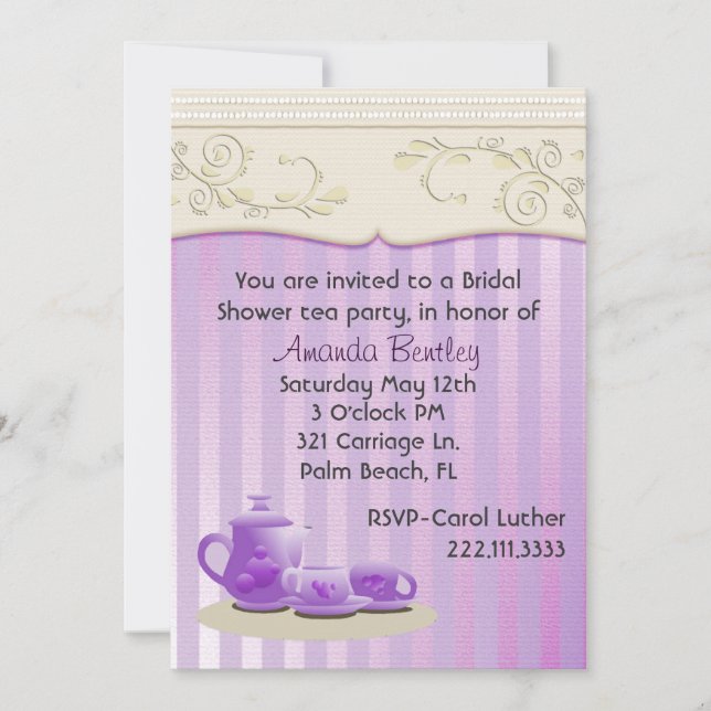 Lavender Bridal Shower Tea Party Invitation (Front)