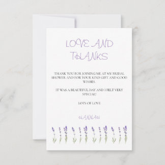Lavender Bridal Shower Thank You  Card