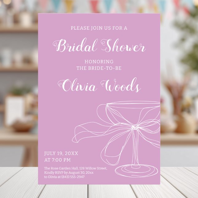 Lavender bridal shower with elegant bow design invitation (Creator Uploaded)