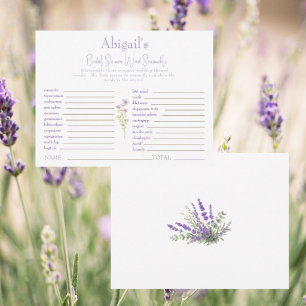 Lavender Bridal Shower Word Scramble Game Note Card