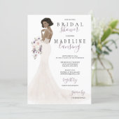 Lavender Bride in Lace Gown Bridal Shower Invitation (Standing Front)