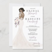 Lavender Bride in Lace Gown Bridal Shower Invitation (Front)