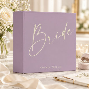 Lavender Bride Script Wedding Planner Personalized 3 Ring Binder
