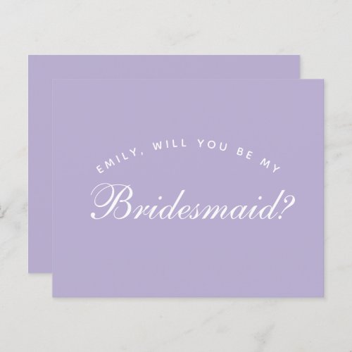 Lavender Bridesmaid Proposal Simple Script Budget 