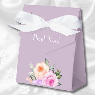Lavender Bright Peach Pink Roses Bridal Shower Favor Boxes
