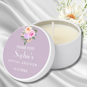 Lavender Bright Roses Bridal Shower Thank You Mini Candle Favors
