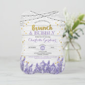 Lavender brunch & bubbly bridal shower invitation (Standing Front)