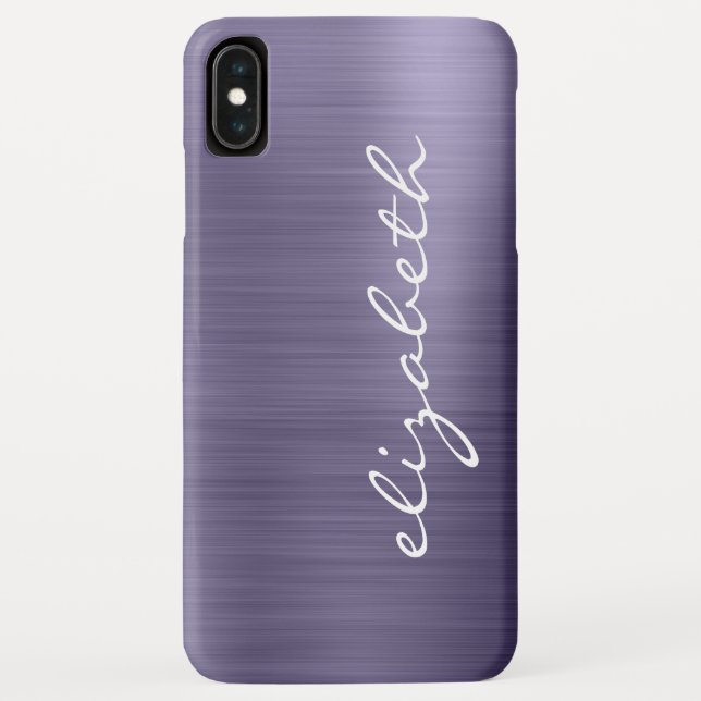 Lavender Brushed Metal Personalized Script Case-Mate iPhone Case (Back)