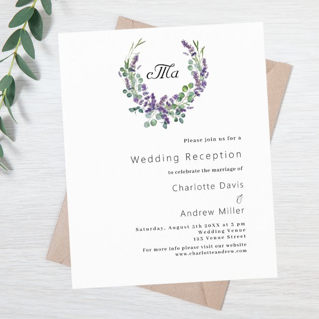 Lavender budget wedding reception invitation (Creator Uploaded)