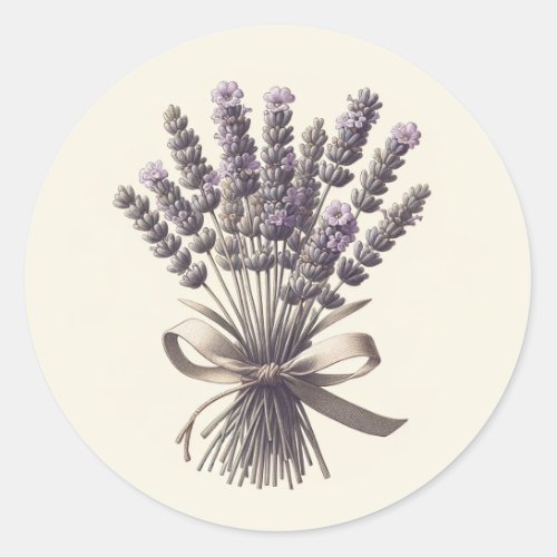 Lavender Bunch Vintage Botanical Apothecary Plant Classic Round Sticker