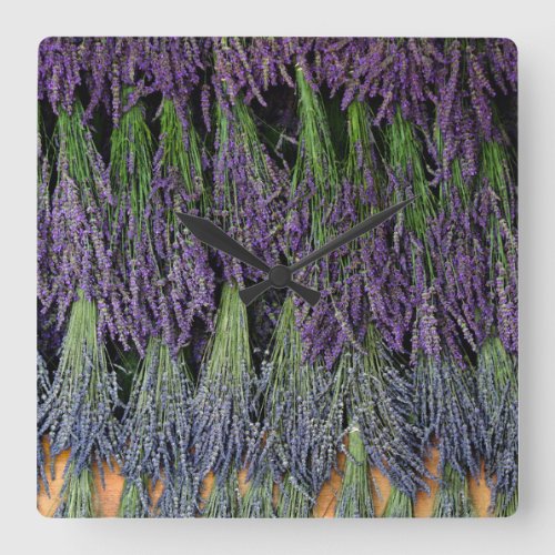 Lavender Bundles on a Drying Rack Square Wall Clock