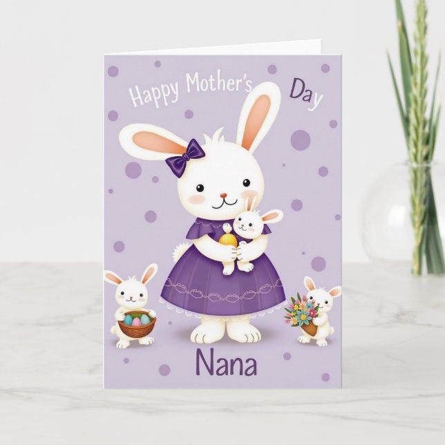 Lavender Bunny Mothers Day Card (Front)