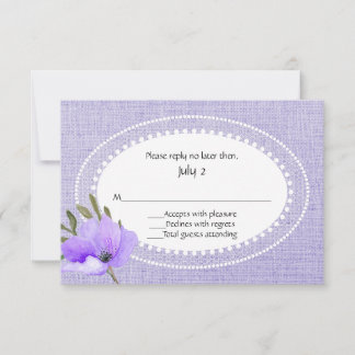 Lavender Burlap and Flowers Wedding RSVP Card