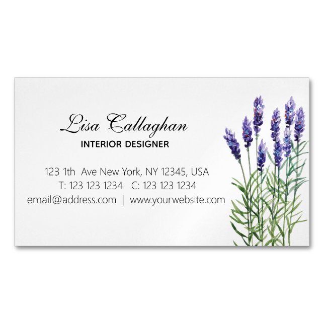 Lavender Business Card Magnet (Front)