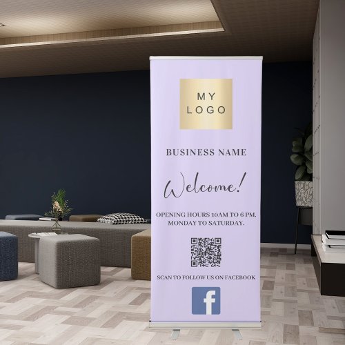 Lavender business logo opening hours QR Facebook Retractable Banner