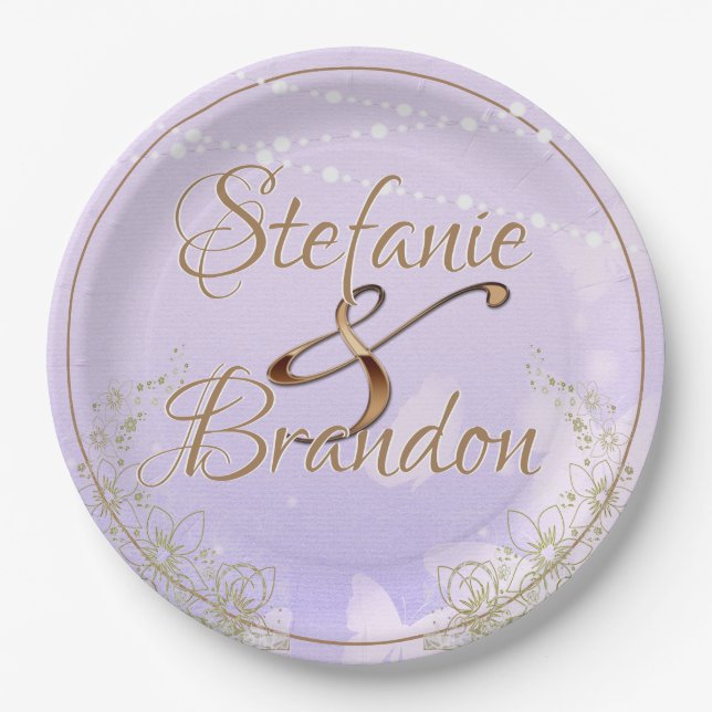 Lavender Butterflies Paper Plates (Front)