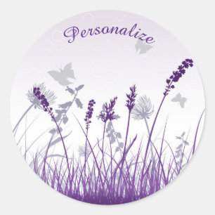 Lavender & Butterflies Personalize Classic Round Sticker