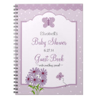 Lavender Butterfly-Baby Shower Guest Book- Notebook