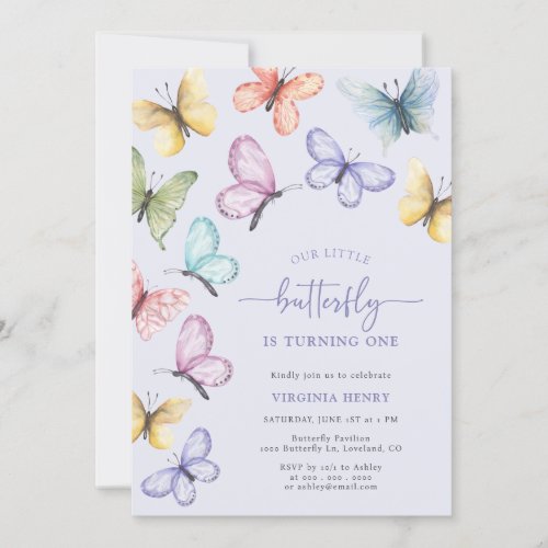 Lavender Butterfly Birthday Invitation