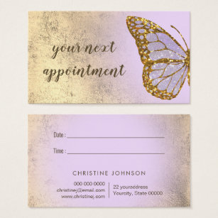 lavender butterfly design appointment card