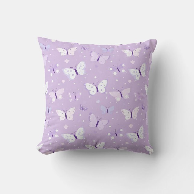 Lavender Butterfly Dreams Throw Pillow (Front)