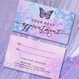 lavender butterfly faux glitter appointment card