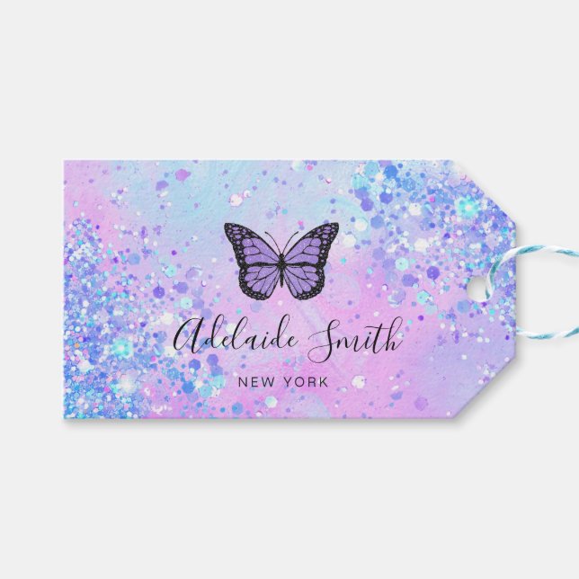 lavender butterfly  gift tags (Front (Horizontal))