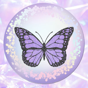 lavender butterfly logo classic round sticker