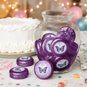 lavender butterfly logo dipped oreo cookie favors