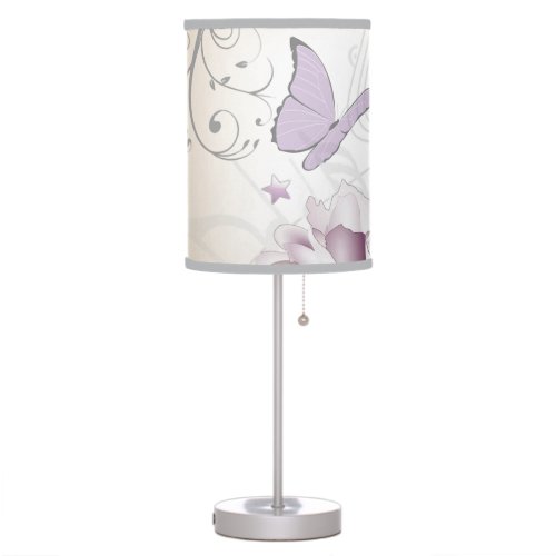 Lavender Butterfly Music Staffs  Clocks Vintage Table Lamp