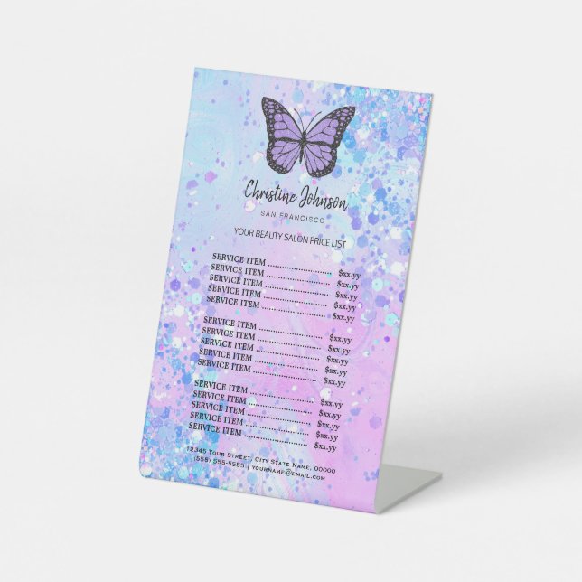 lavender butterfly price list pedestal sign (Front)