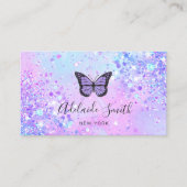 lavender butterfly simulated chunky glitter business card (Front)