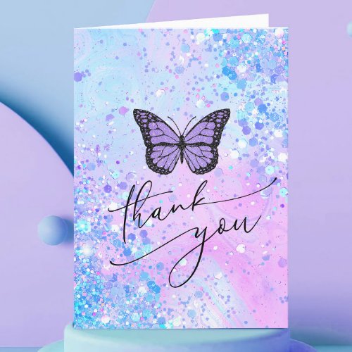 lavender butterfly thank you card