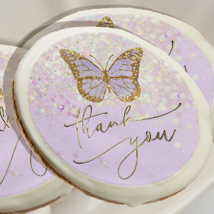 lavender butterfly thank you sugar cookie