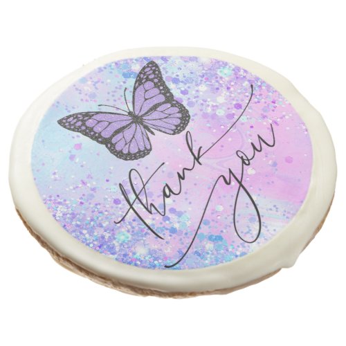 lavender butterfly thank you  sugar cookie
